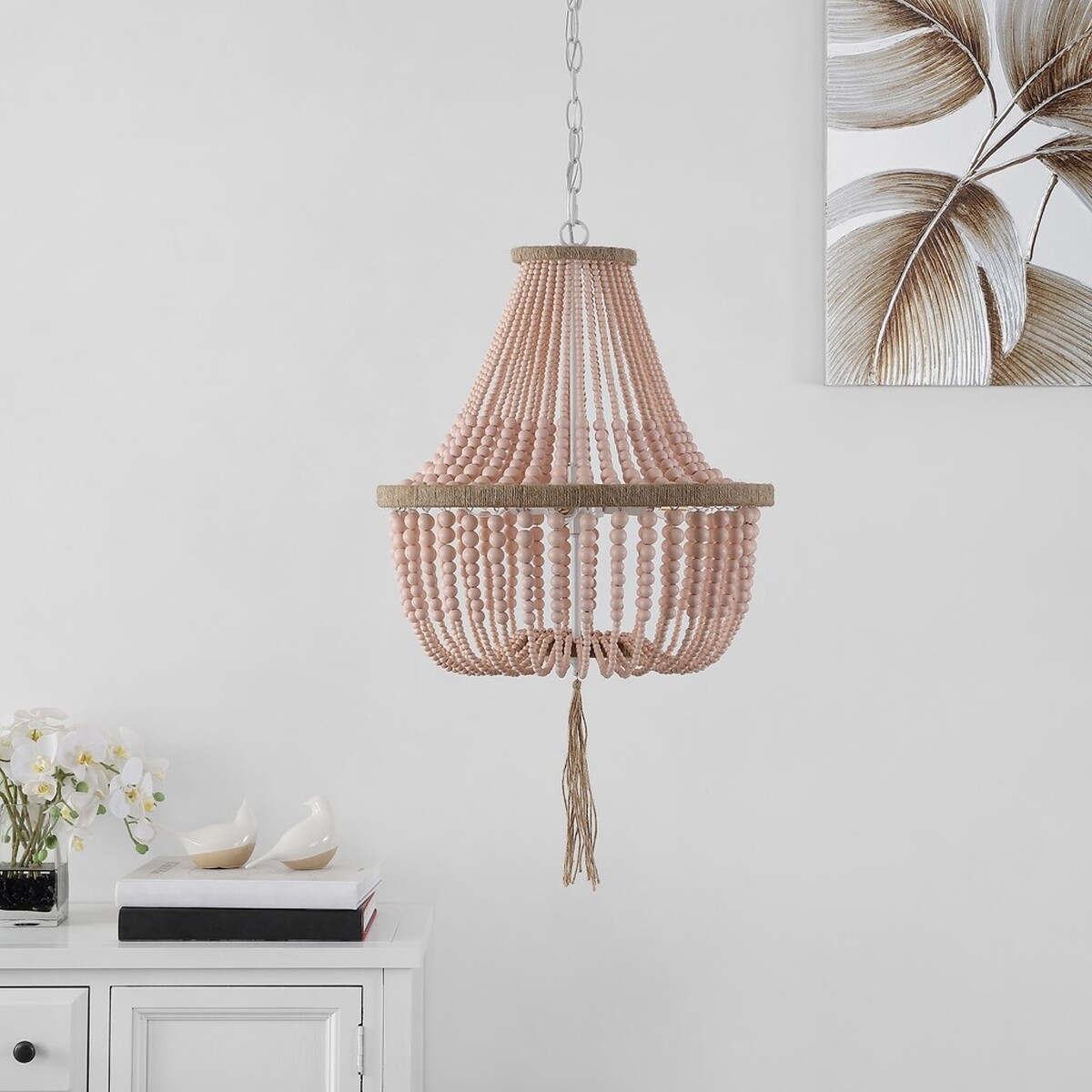 Lush Kristi Beads Pendant Lamp - Blush - Safavieh - Image 2