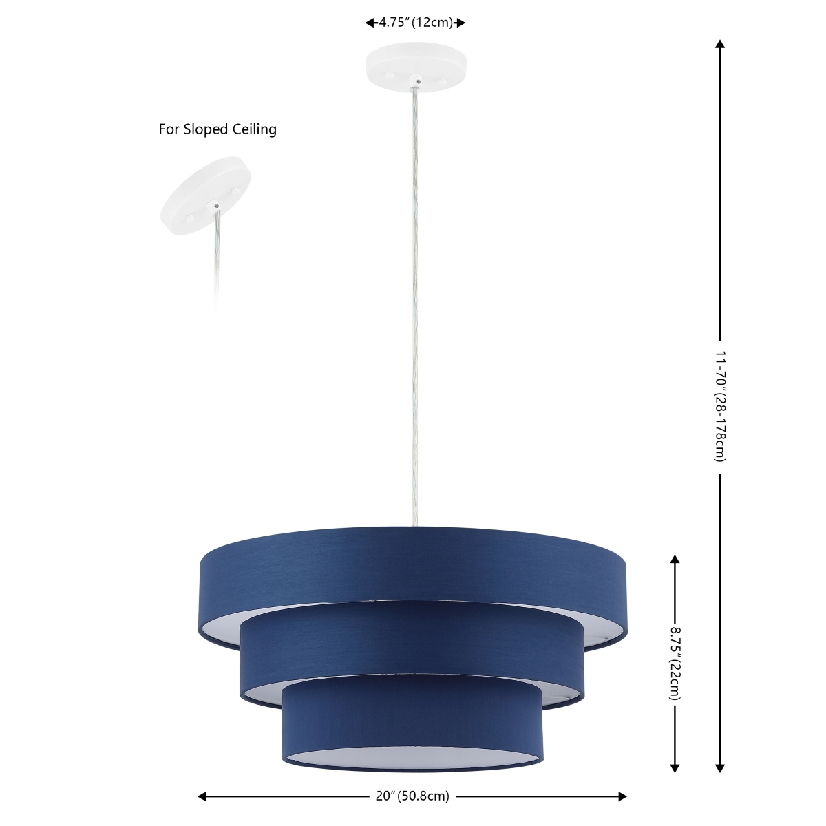 Cleia 20" Pendant - Navy/White - Image 6