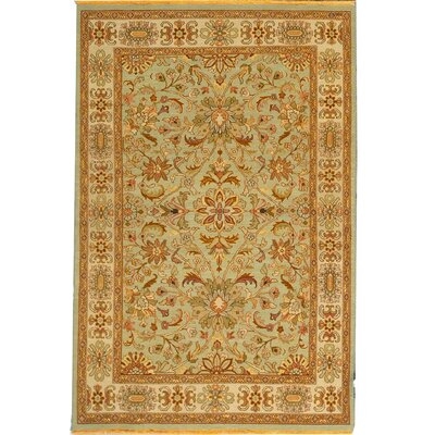 Oriental Hand Knotted Wool Light Green/Cream Area Rug - Image 0