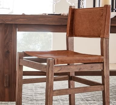 Segura Leather Dining Side Chair, Coffee Bean Frame, Statesville Indigo Blue - Image 5