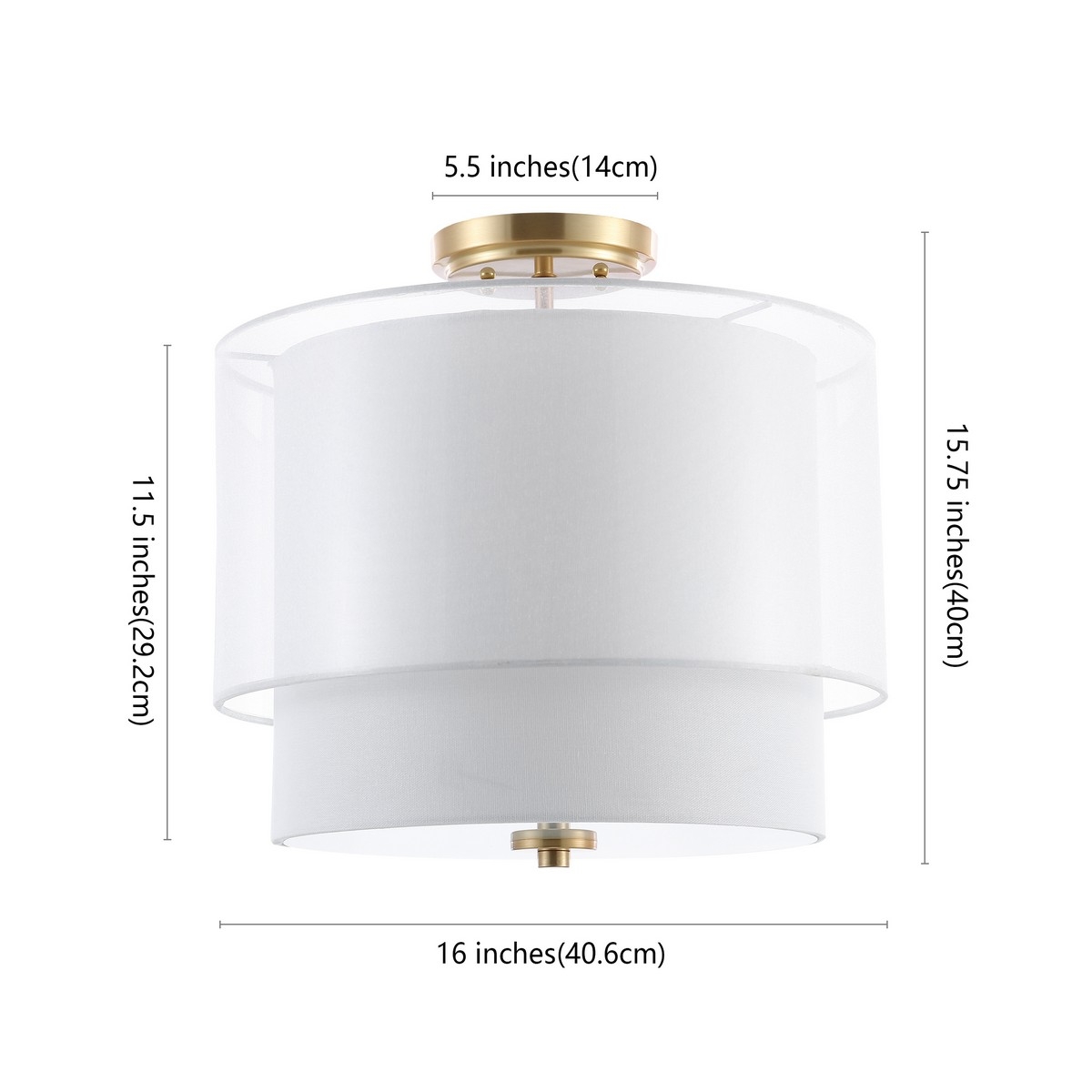 Namida 3Lt 16" Flush Mount - White/Gold - Image 3