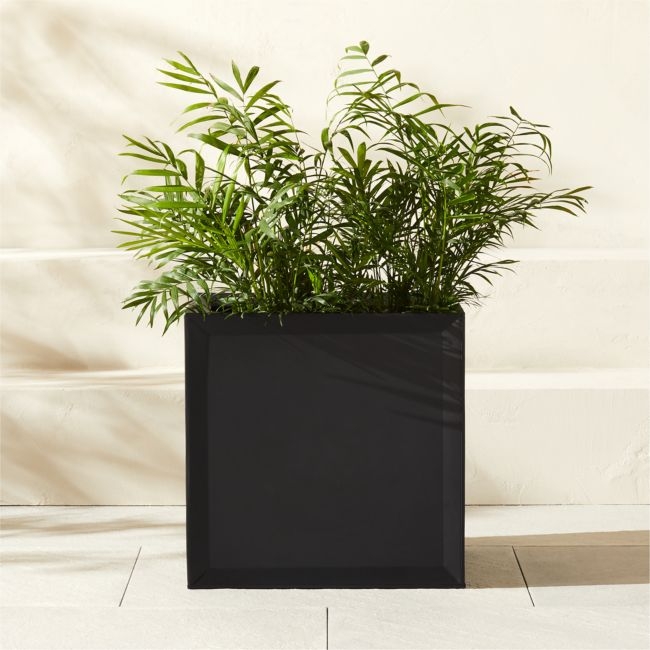 Varo Square Black Metal Indoor/Outdoor Planter 16.25"x16" - Image 0