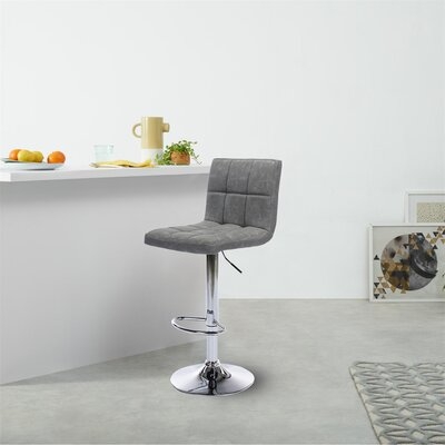 Modern Square PU Leather Adjustable Armless Kitchen Counter Bar Stools - Image 0