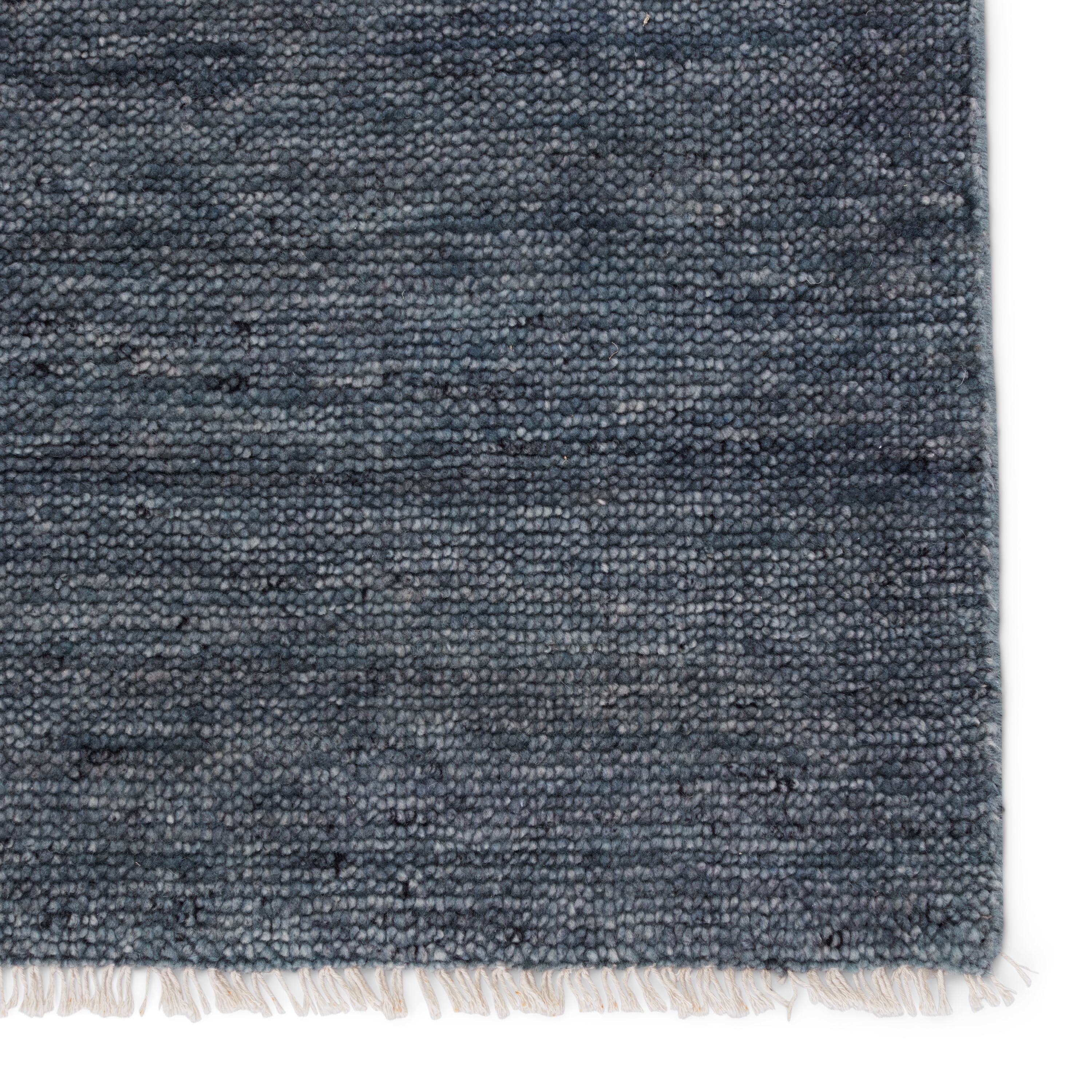 Origin Hand-Knotted Solid Dark Blue Area Rug (6'X9') - Image 3