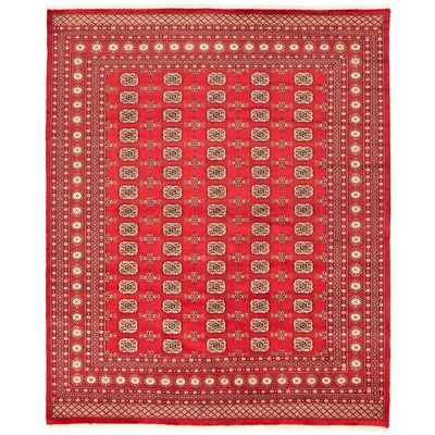 One-of-a-Kind Allal Hand-Knotted 2010s Bokhara Red 8' x 9'10" Wool Area Rug - Image 0