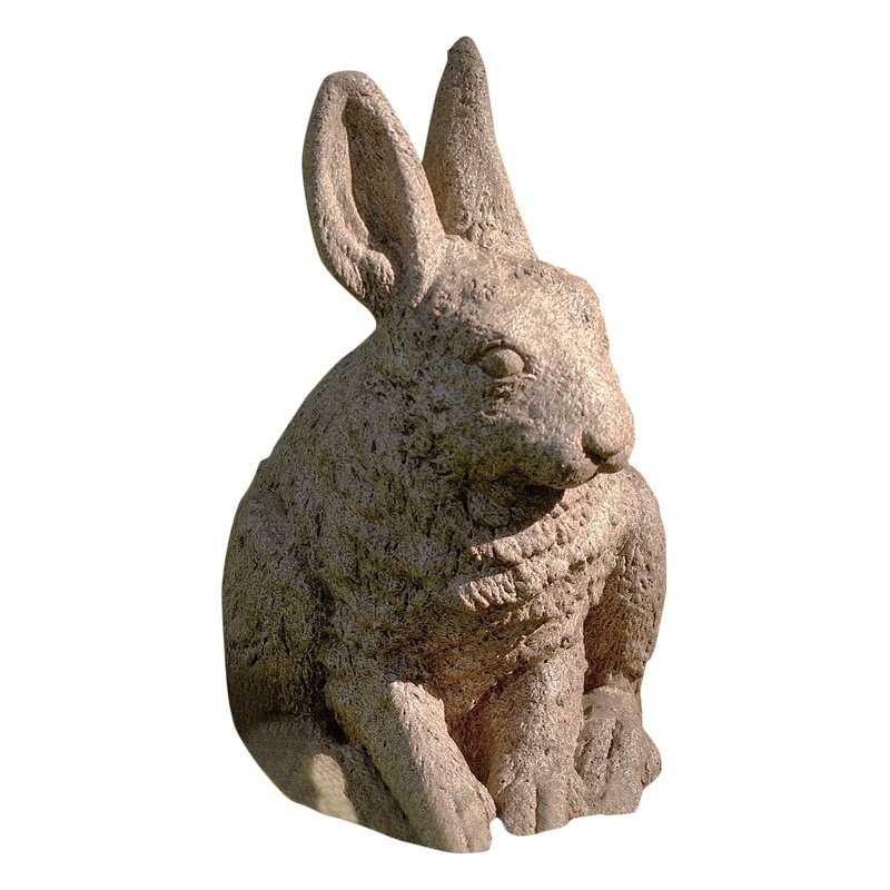 Campania International Hare Seated Ears Up Statue Color: Aged Limestone - Image 0