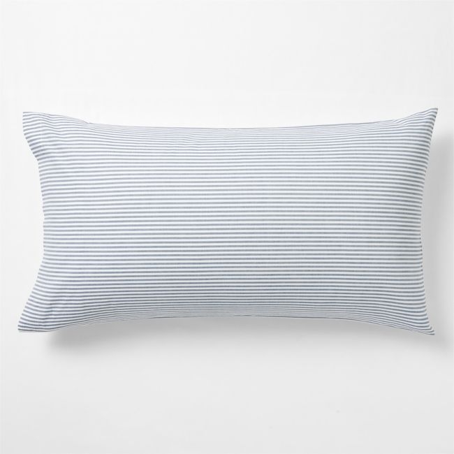 Oxford Shirting Light Indigo Blue Organic Cotton Reversible King Bed Pillow Sham - Image 0