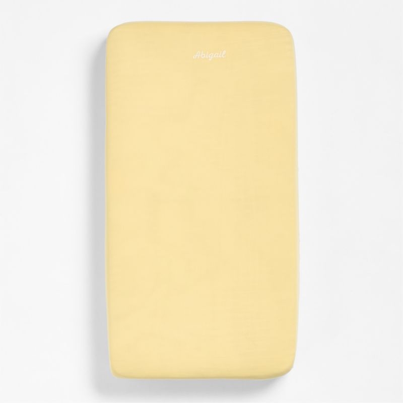 Supersoft Straw Yellow 100% Organic Cotton Gauze Baby Crib Fitted Sheet - Image 1