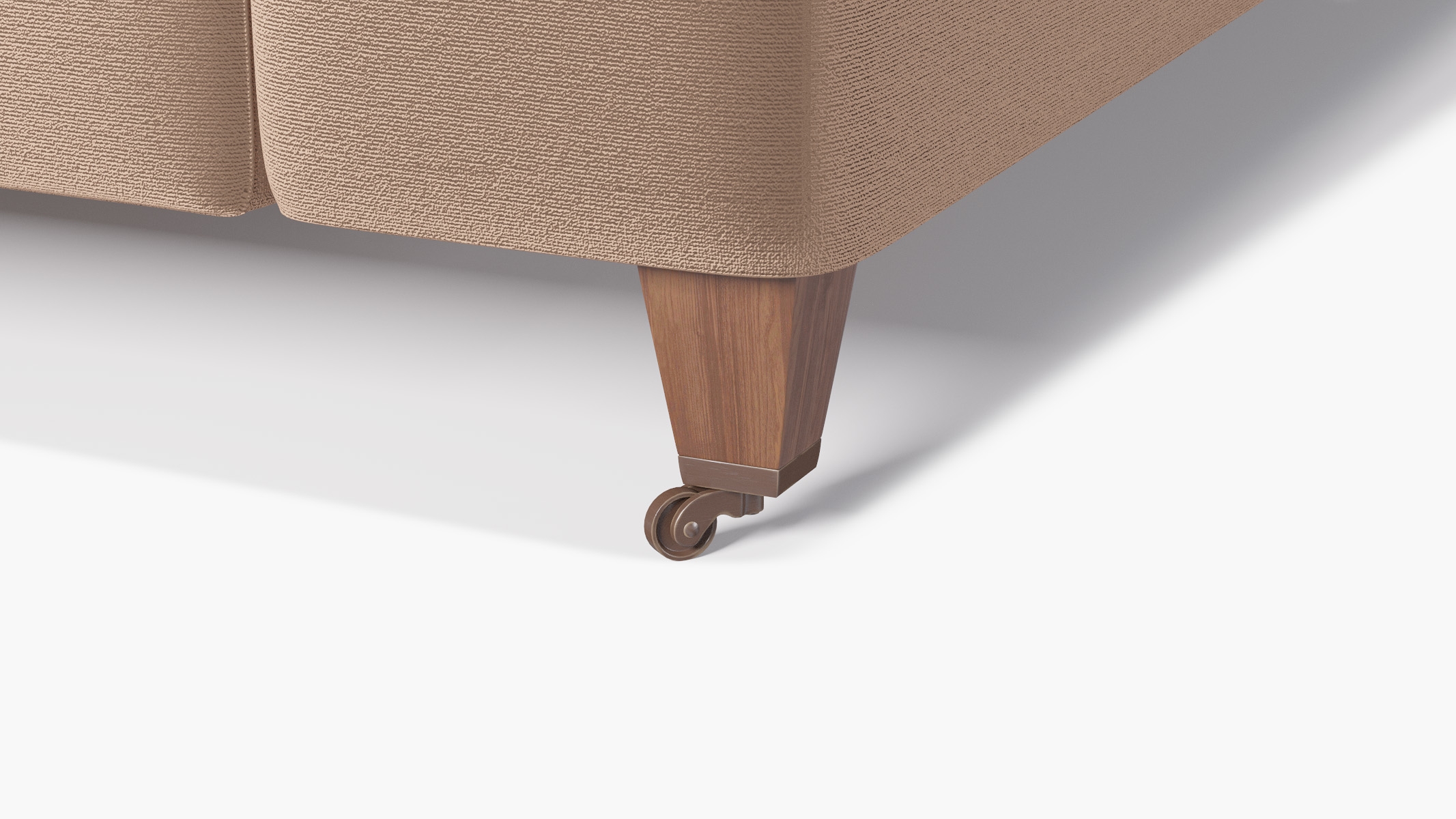 Classic Sofa, Mink Performance Plush Velvet, Walnut with Antique Brass Caster - Image 1