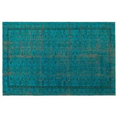 One-of-a-Kind Hand-Knotted 1960s Turkish Turquoise 5'10" x 8'10" Area Rug - Image 0