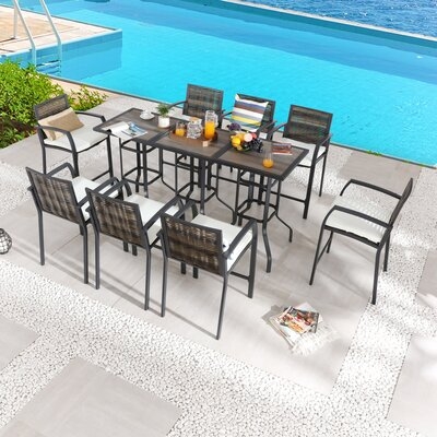 Freddie-Joe Square 8 - Person 24.8" Long Bar Height Dining Set with Cushions - Image 0