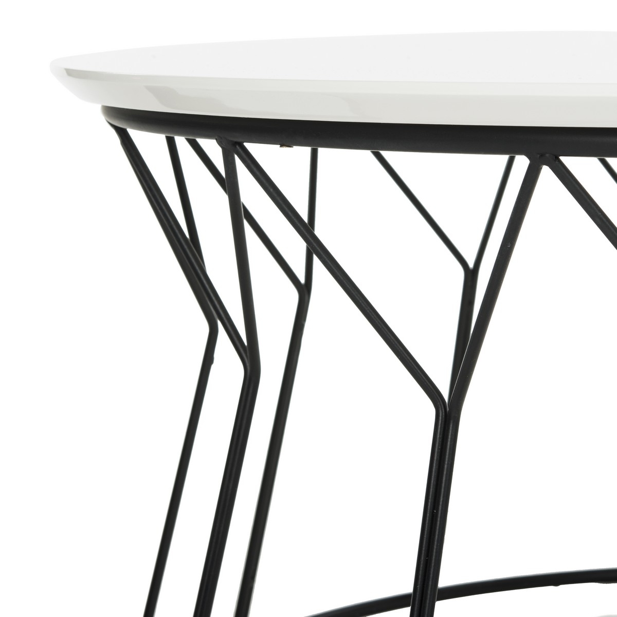 Deion Retro Mid Century Lacquer Coffee Table - White/Black - Arlo Home - Image 2