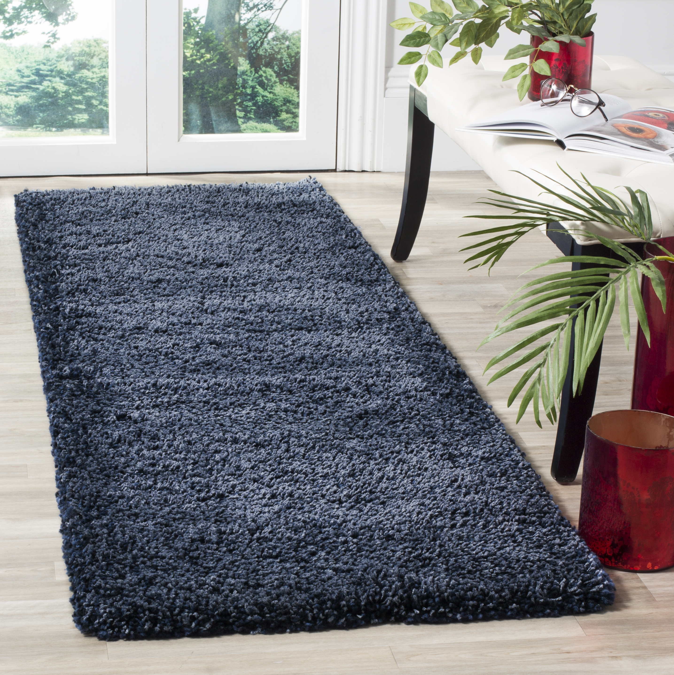 Arlo Home Woven Area Rug, SGN725-7070, Navy,  2' 3" X 7' - Image 1