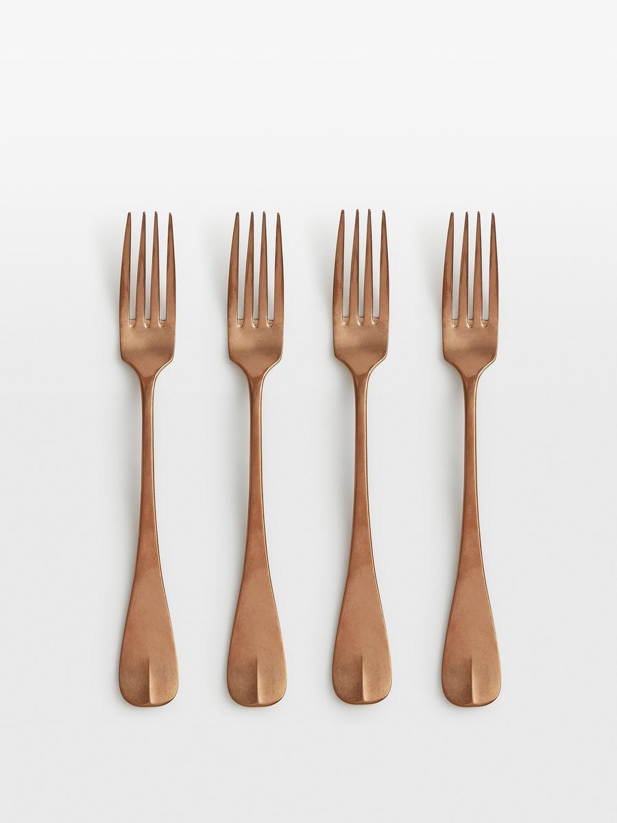 Stonewashed Dinner Fork - Rose Gold x4 - Image 0