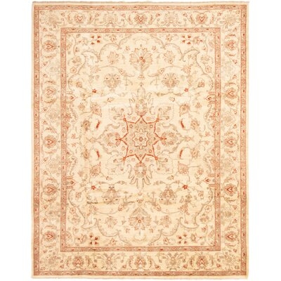 One-of-a-Kind Creal Hand-Knotted 2010s Ushak Beige/Orange 9'1" x 11'10" Wool Area Rug - Image 0