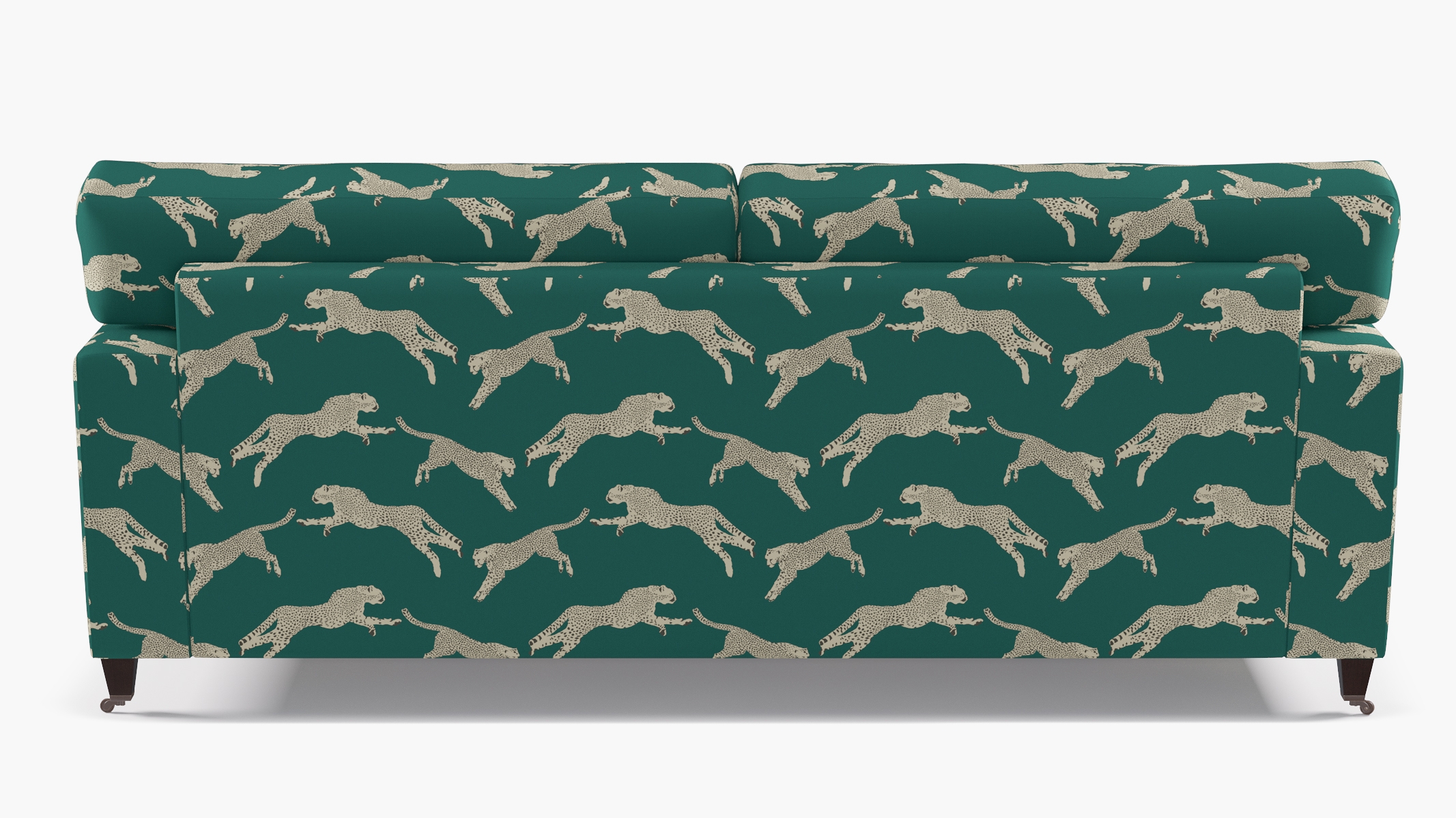 Classic Sofa, Polo Green Cheetah, Espresso with Antique Brass Caster - Image 3