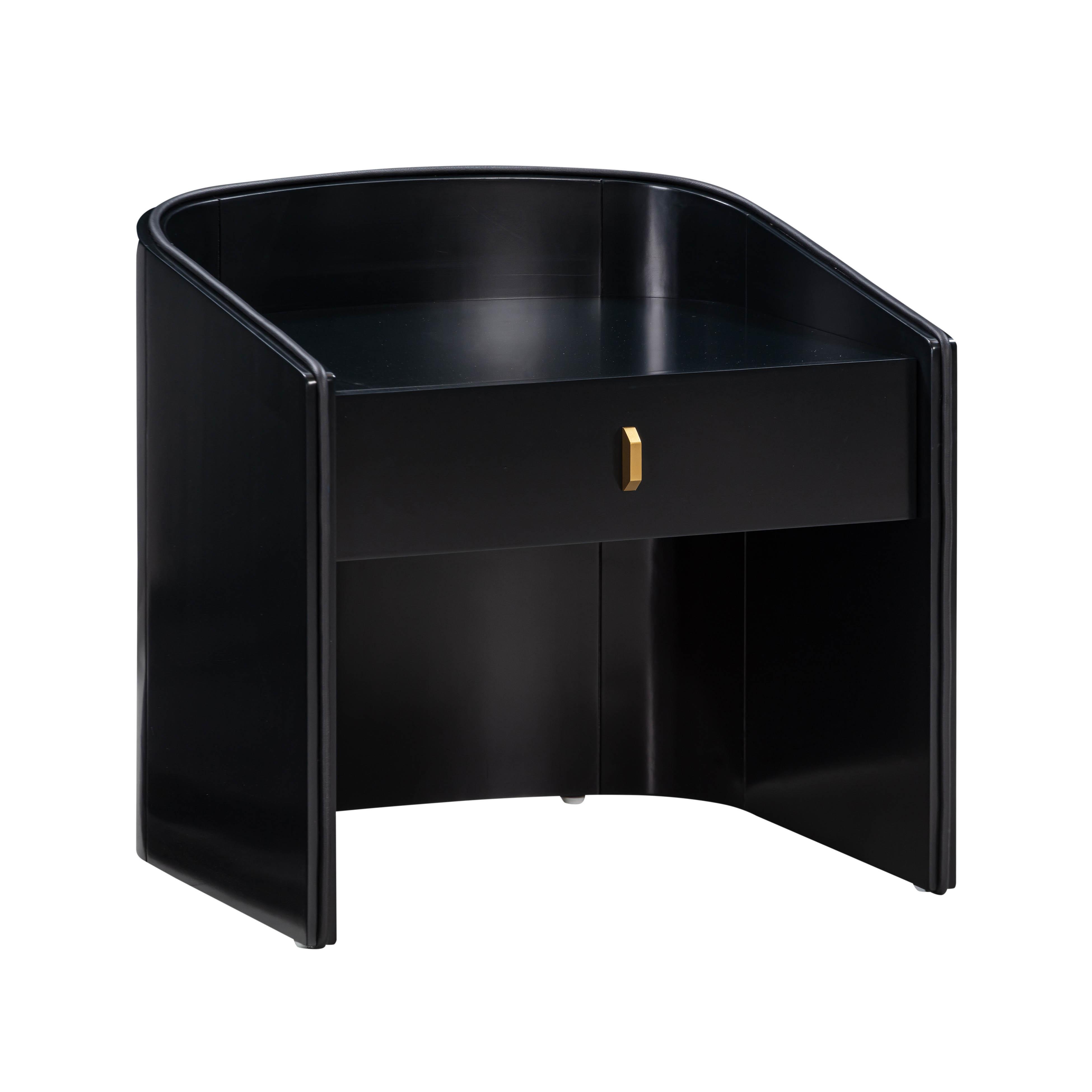 Collins Black Lacquer Nightstand - Image 0