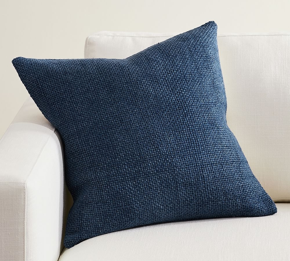 Faye Linen Textured Pillow Cover, 20", Navy - Image 0