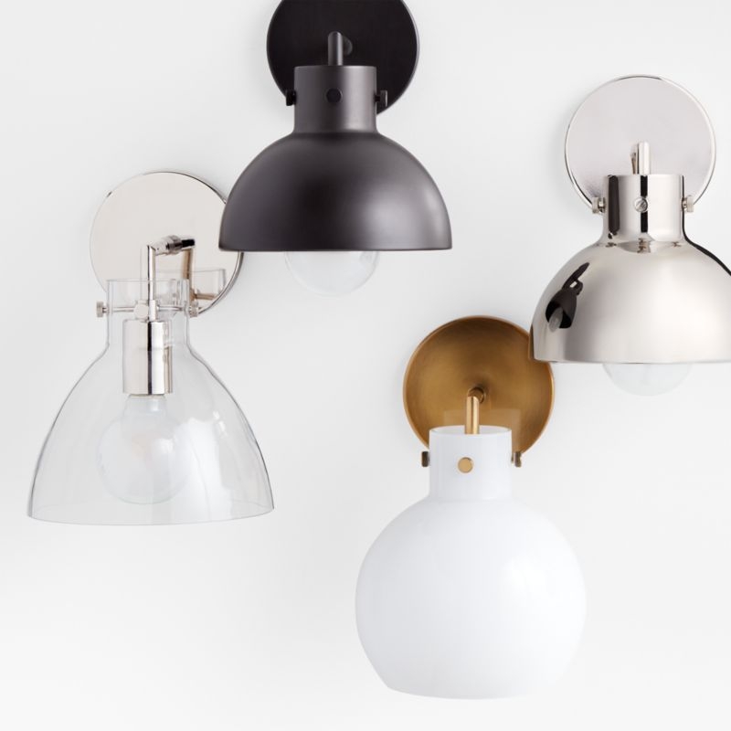 Dakota Brass Sconce Light with Small Milk Glass Globe - Image 3