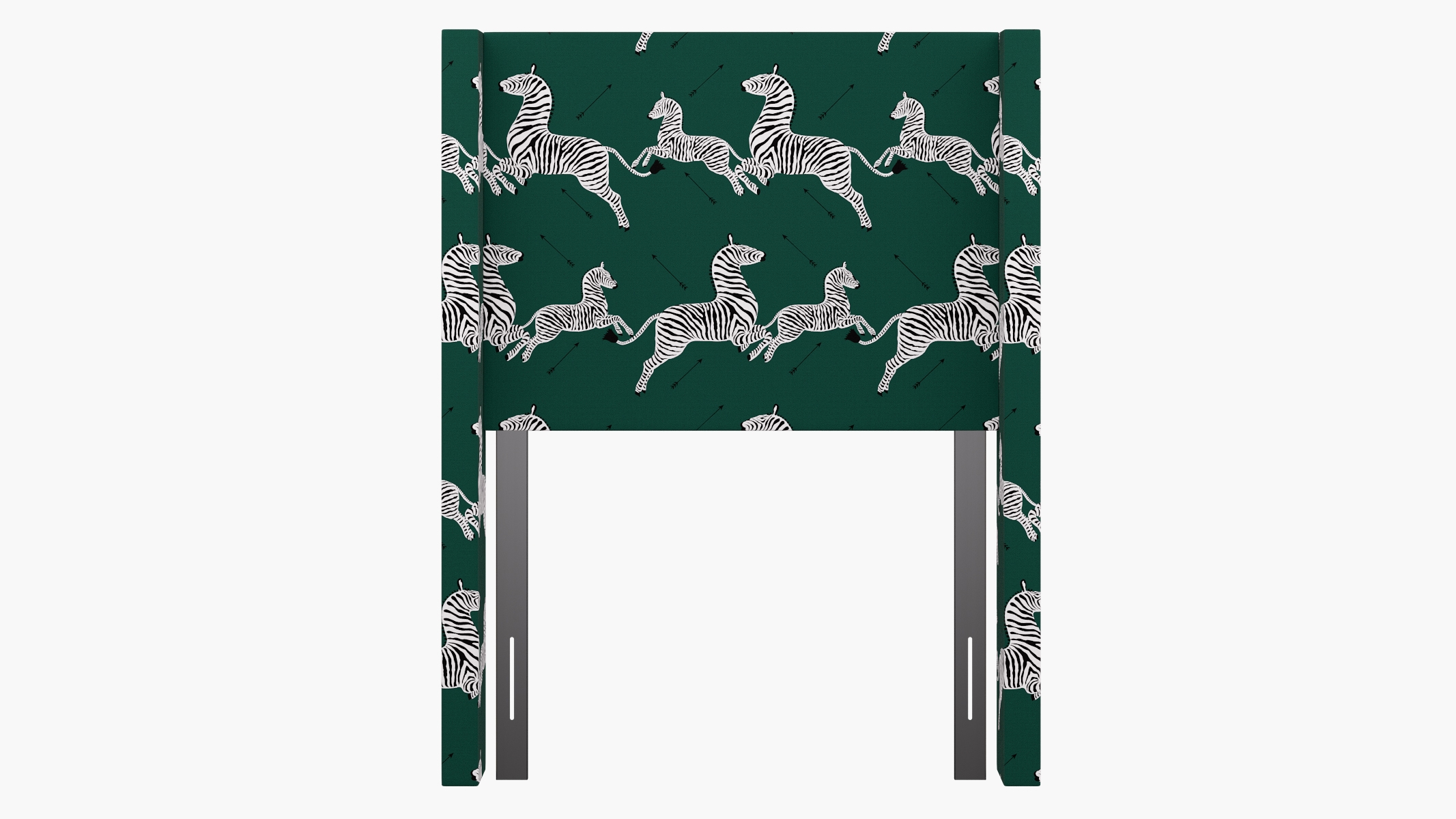 Modern Wingback Headboard, Emerald Zebra, Twin - Image 1