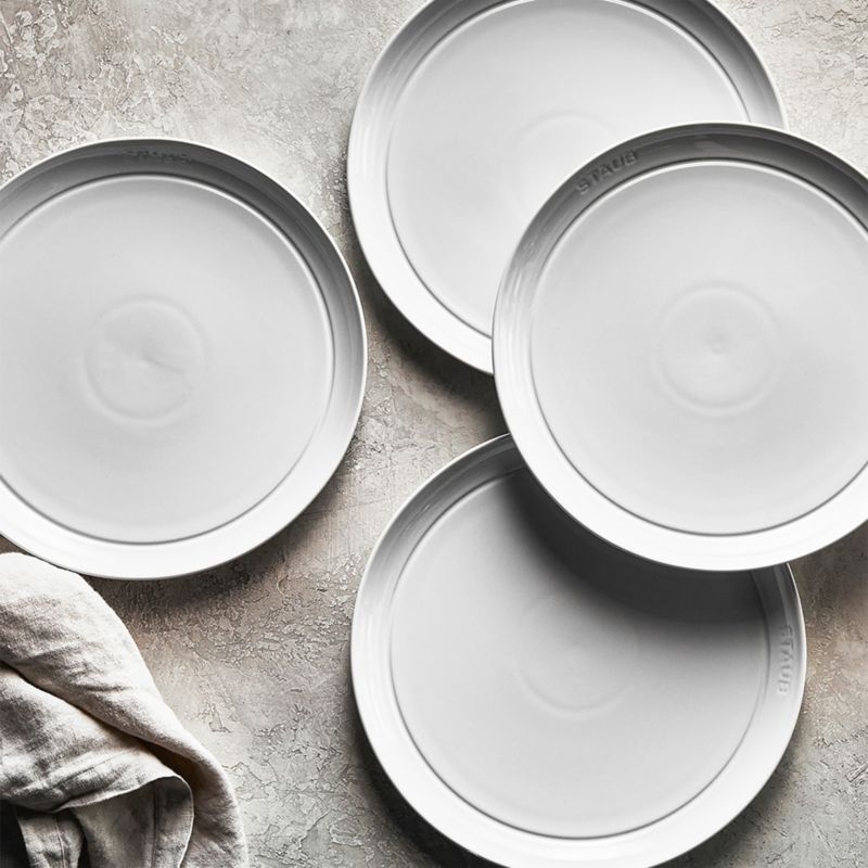 Staub White Stoneware Dinner Plates, Set of 4 - Image 1