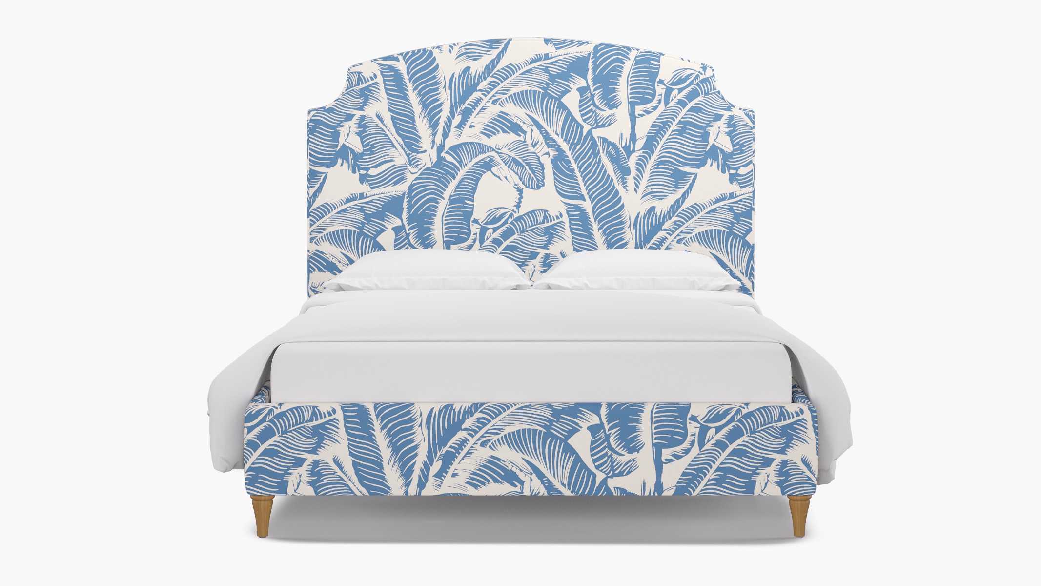 Cove Bed, Cornflower Martinique® Encore, Natural Decorative Tapered Leg, Queen - Image 0