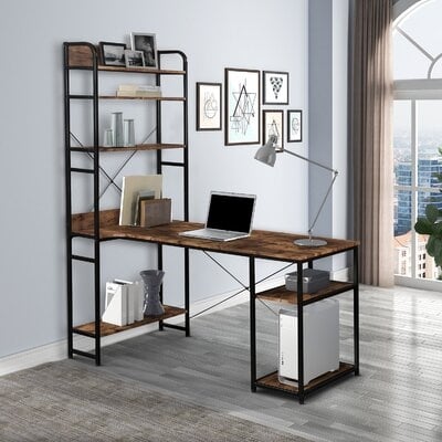 Home Office Computer Desk With 5 Tier Open Bookshelf/Plenty Storage Space - Image 0