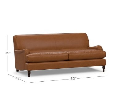 Carlisle Leather Sofa 80", Polyester Wrapped Cushions, Performance Kona - Image 5