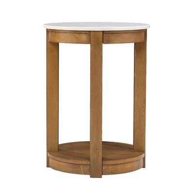 Kaitlan Round End Table, White And Natural - Image 0
