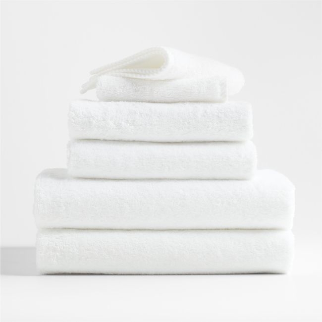 Quick-Dry Organic Cotton White Bath Towels, Set of 6 - Image 0