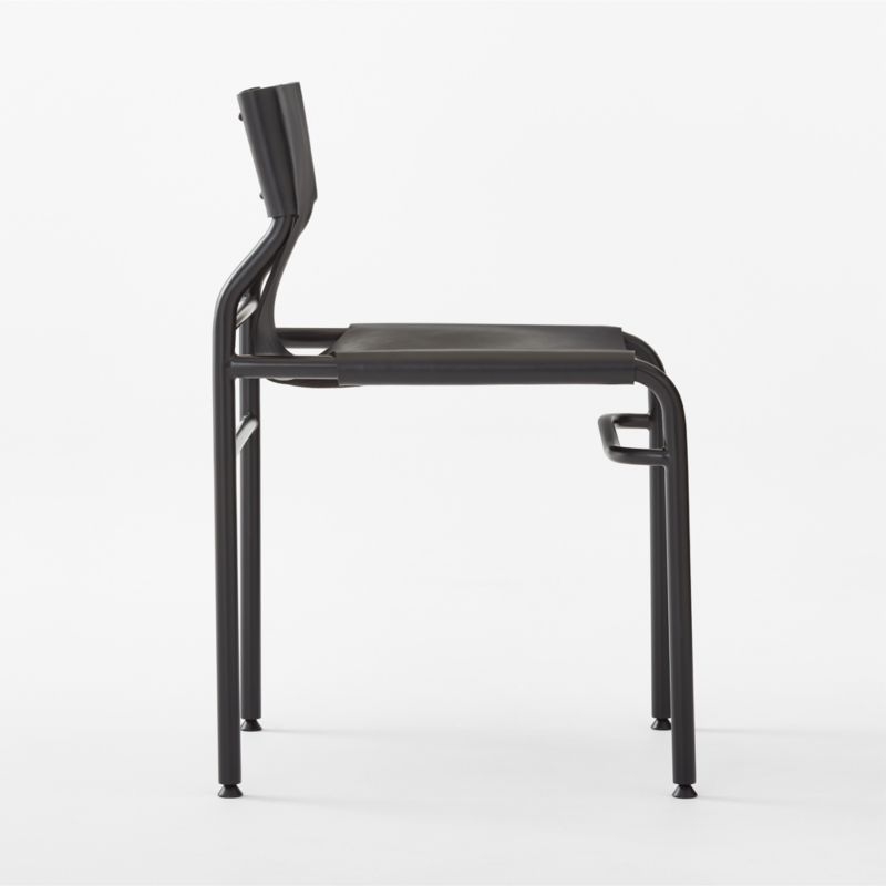 Surf Sling Black Leather Dining Chair - Image 3