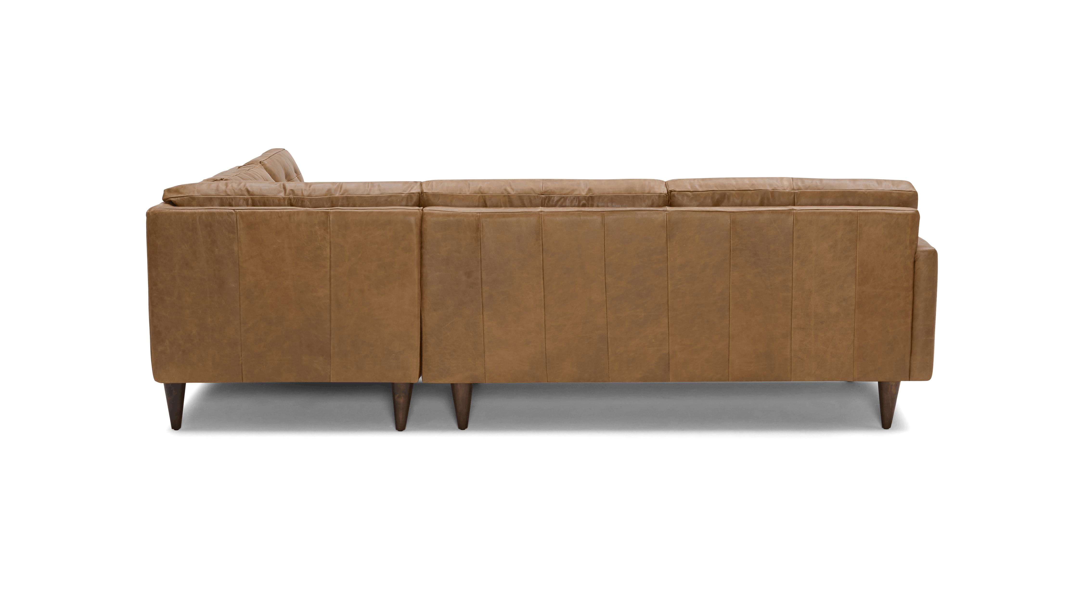 Brown Eliot Mid Century Modern Leather Sectional with Bumper - Santiago Ale - Mocha - Left - Image 4