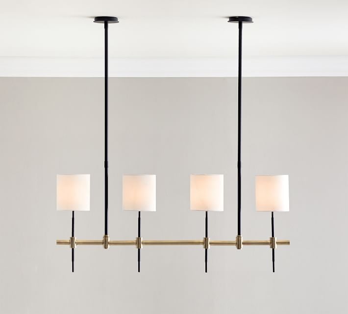 Reese Metal Linear Chandelier, Bronze & Tumbled Brass - Image 2