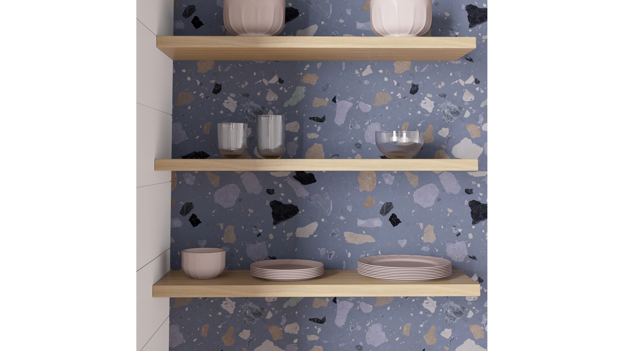 Traditional Wallpaper, Dusty Blue Sperduti - Image 2