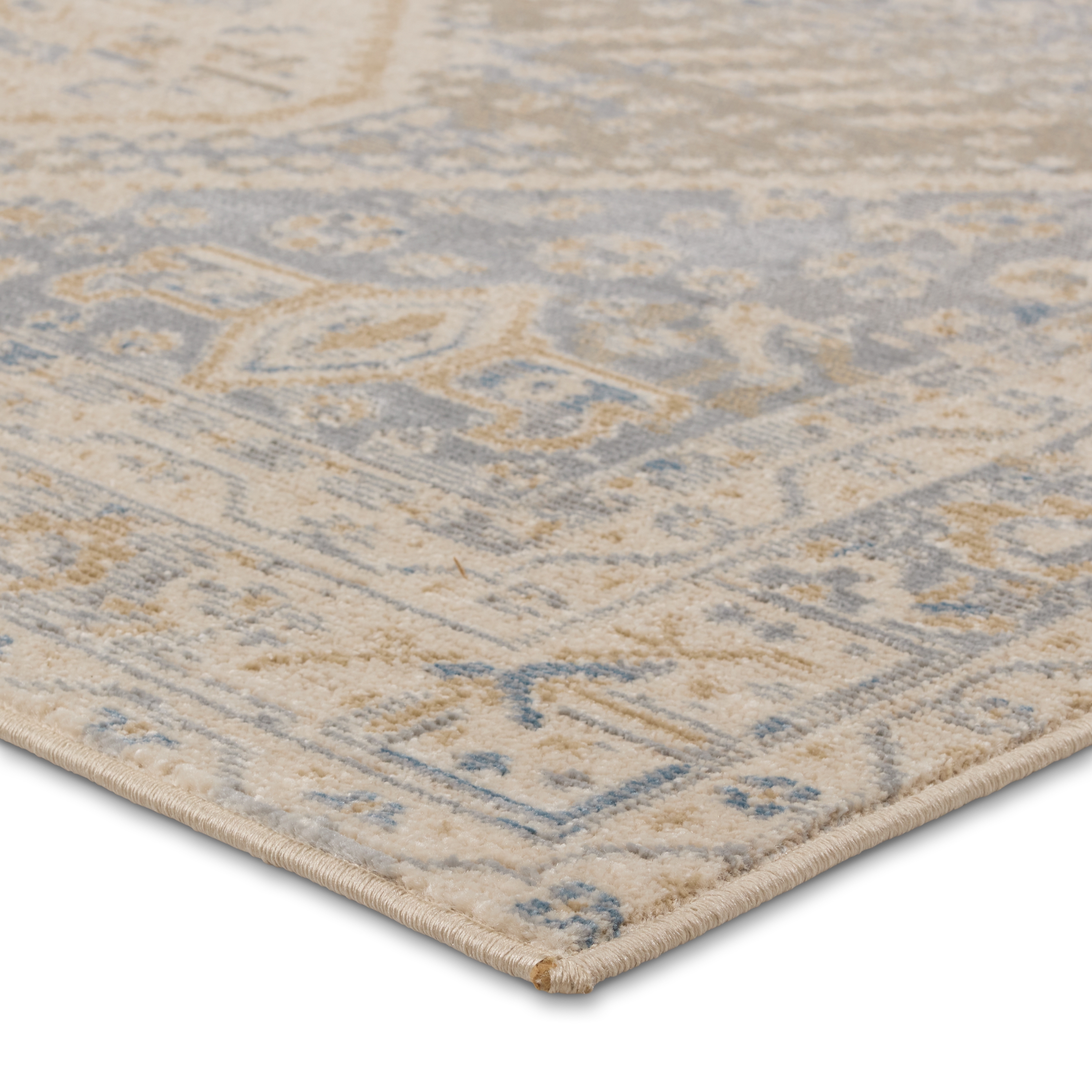 Vibe by Rush Indoor/Outdoor Medallion Light Gray/ Blue Area Rug (4'X5'7") - Image 1