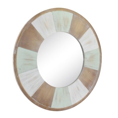Stonebriar 27.5" Circular Two Tone Wood Wall Hanging Mirror - Image 0