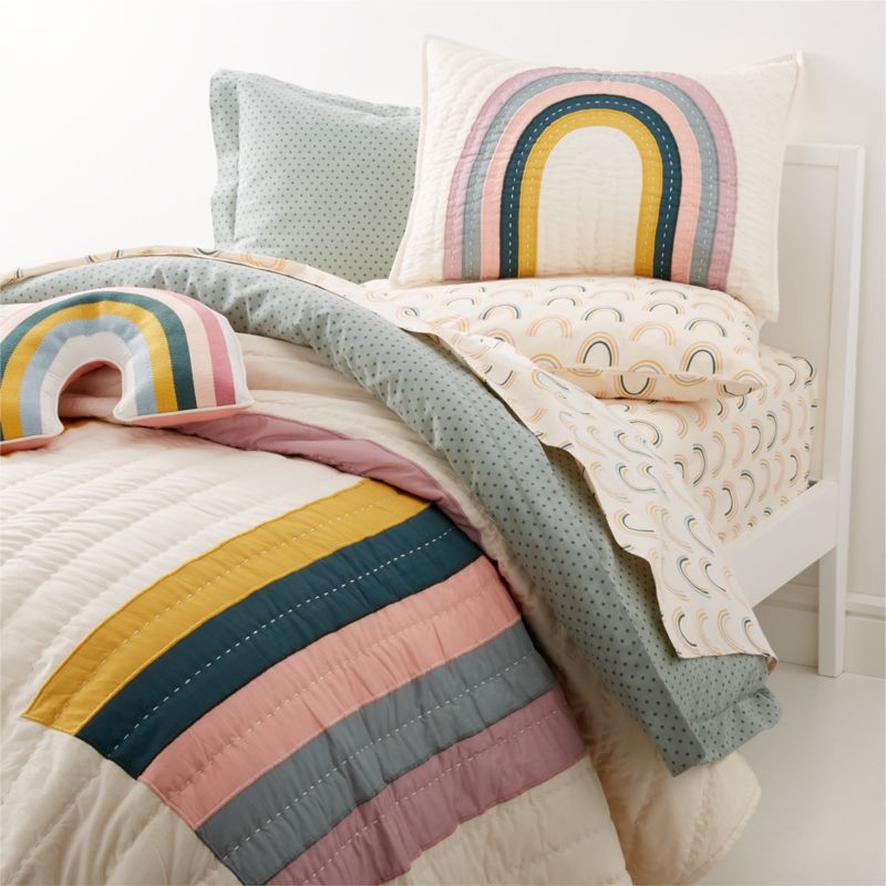 Asha Organic Cotton Rainbow Kids Pillow Sham - Image 1