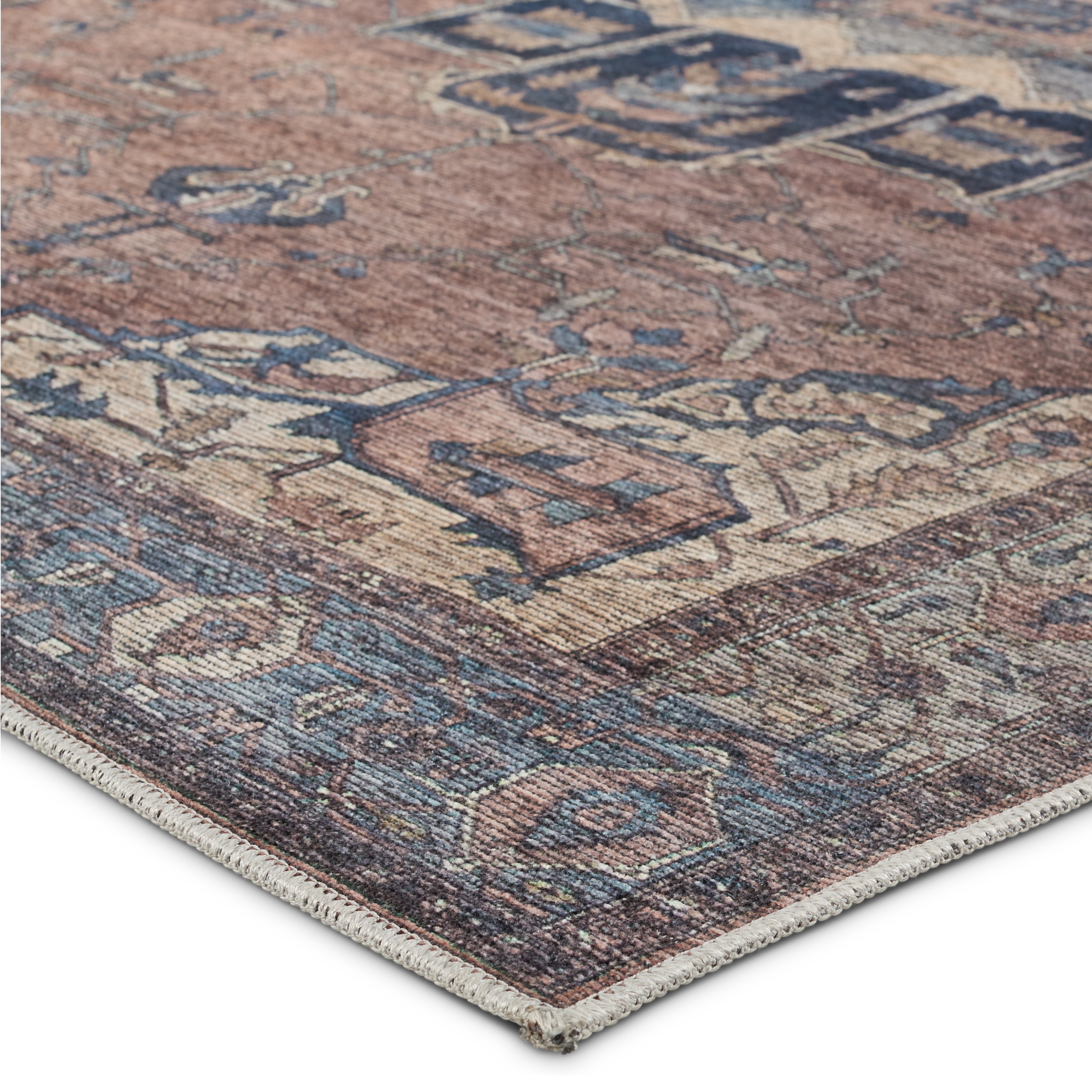 Vibe by Barrymore Medallion Blue/ Dark Brown Area Rug (7'10"X10') - Image 1