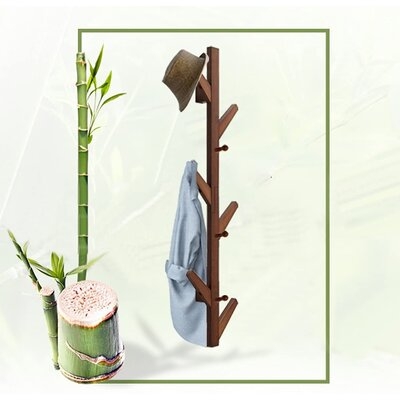 Modern Bamboo Tree Wall Hanger With 6 Hooks Vertical Hanging Storage Rack Suitable For Living Room, Bedroom, Office Corridor - Image 0