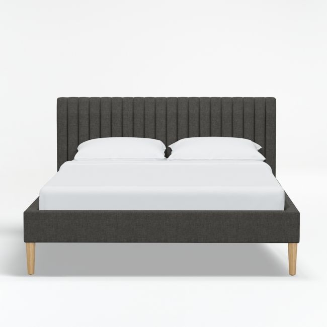 Camilla Full Linen Charcoal Channel Bed - Image 0