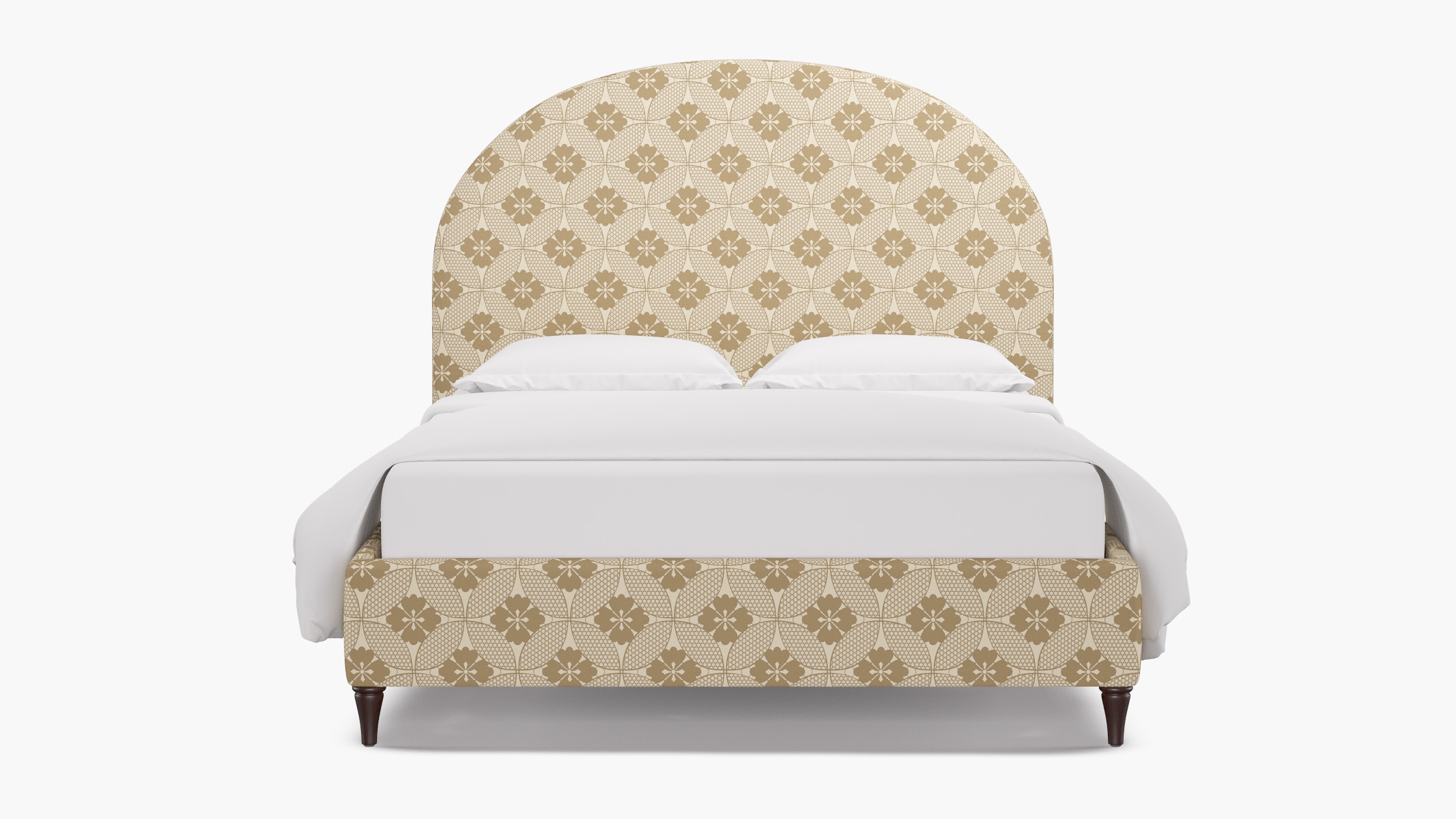 Demilune Bed, Rattan Solaire, Espresso Decorative Tapered Leg, King - Image 0