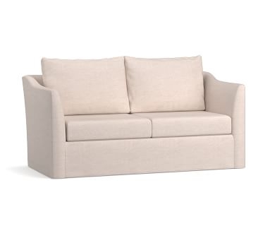 Celeste Slipcovered Loveseat 66", Polyester Wrapped Cushions, Brushed Canvas Natural - Image 2