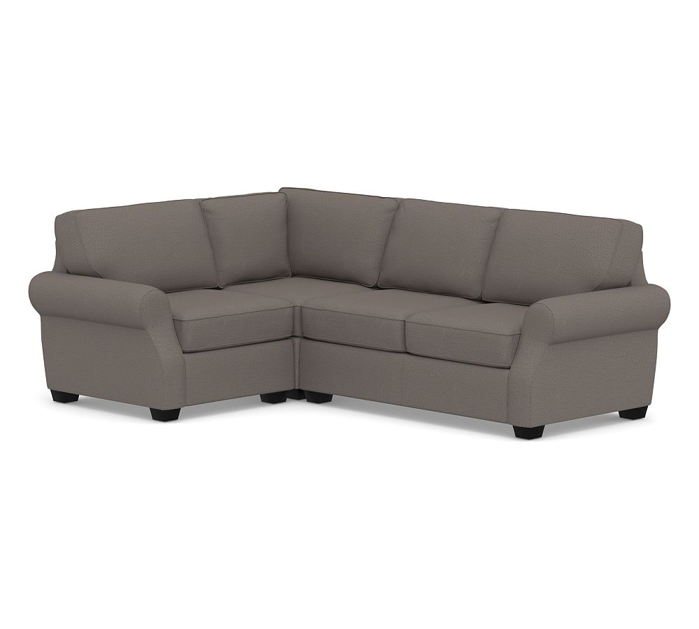 SoMa Fremont Roll Arm Upholstered Right Arm 3-Piece Corner Sectional, Polyester Wrapped Cushions, Performance Heathered Tweed Graphite - Image 0