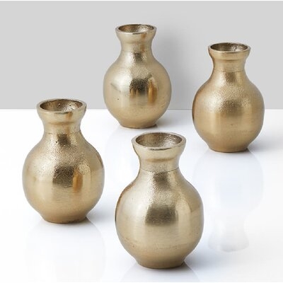 4 Piece Pilcher Gold Indoor / Outdoor Metal Table Vase Set - Image 0
