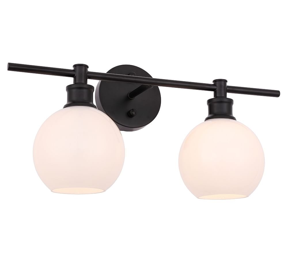 Collem Double Sconce, 19.1", Black and Frosted White Glass - Image 0