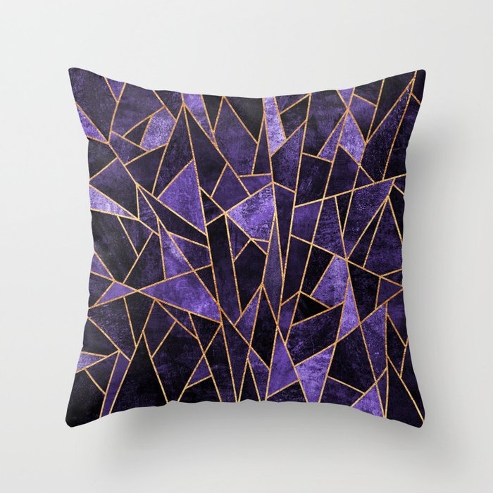 Shattered Amethyst Throw Pillow by Elisabeth Fredriksson - Cover (16" x 16") With Pillow Insert - Outdoor Pillow - Image 0