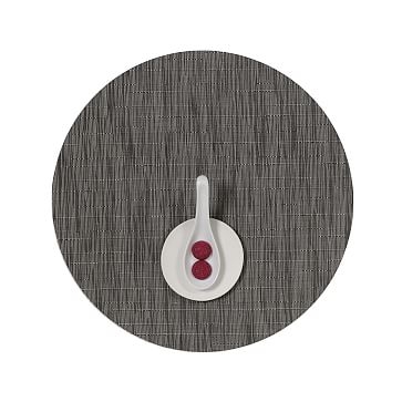 Chilewich Collection Bamboo Mat, Round, Grey Flannel - Image 0