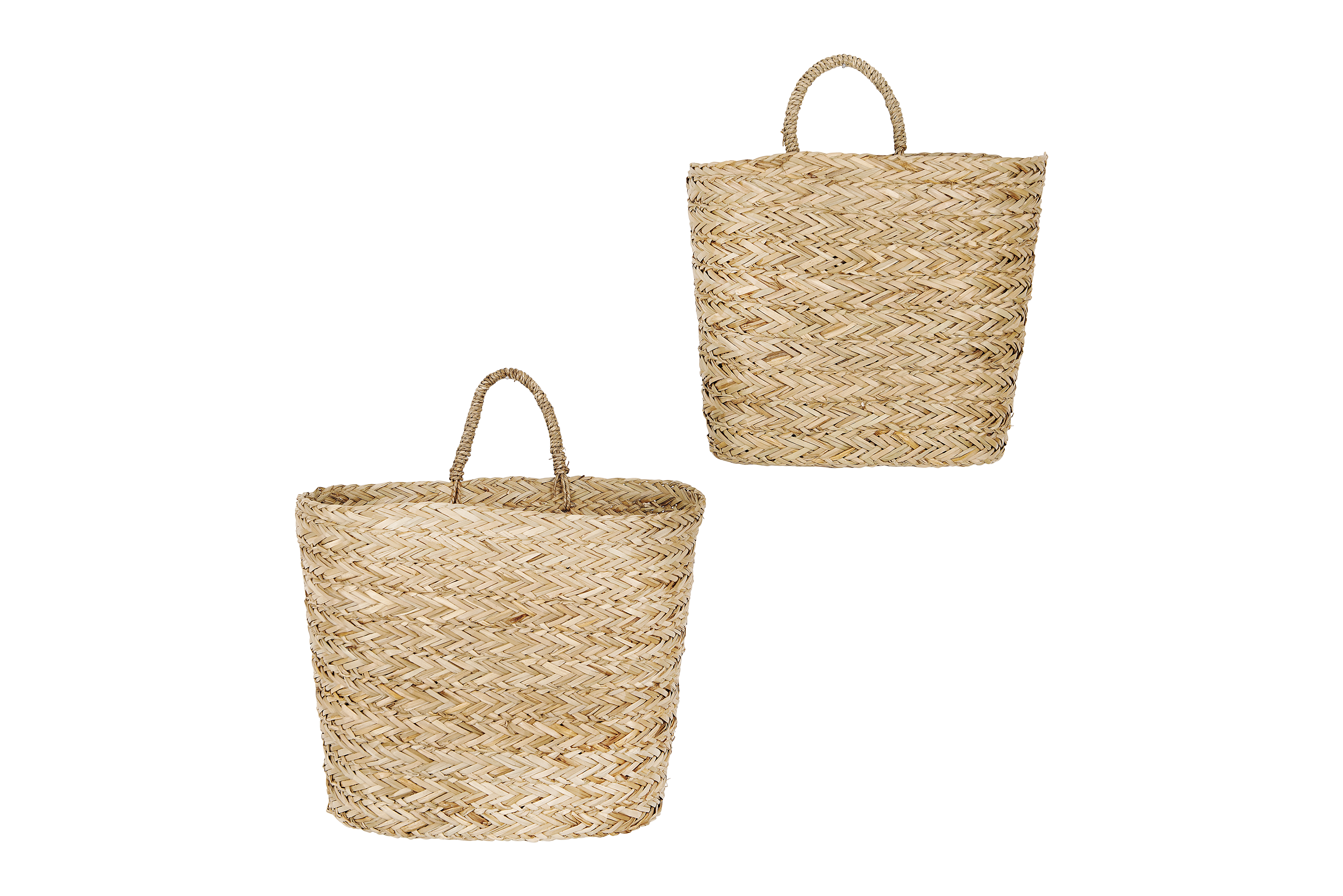 Handwoven Beige Seagrass Wall Baskets (Set of 2 Sizes) - Image 1