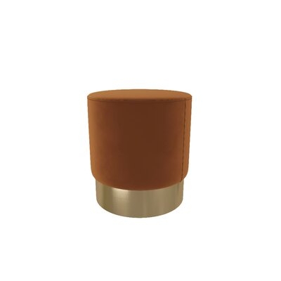 Heines 14.2'' Wide Velvet Round Pouf Ottoman, Orange Velvet - Image 0