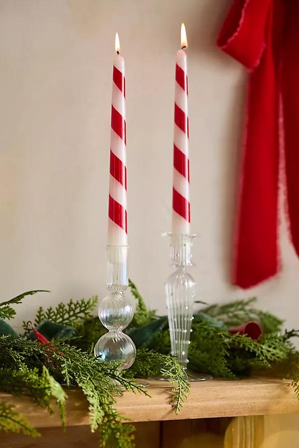 Painted Candy Cane Tapers, Set of 2 - Image 0